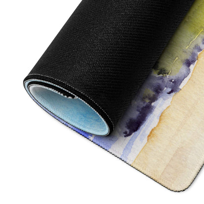 Black rolled-up watercolor lighthouse seascape gaming mouse pad