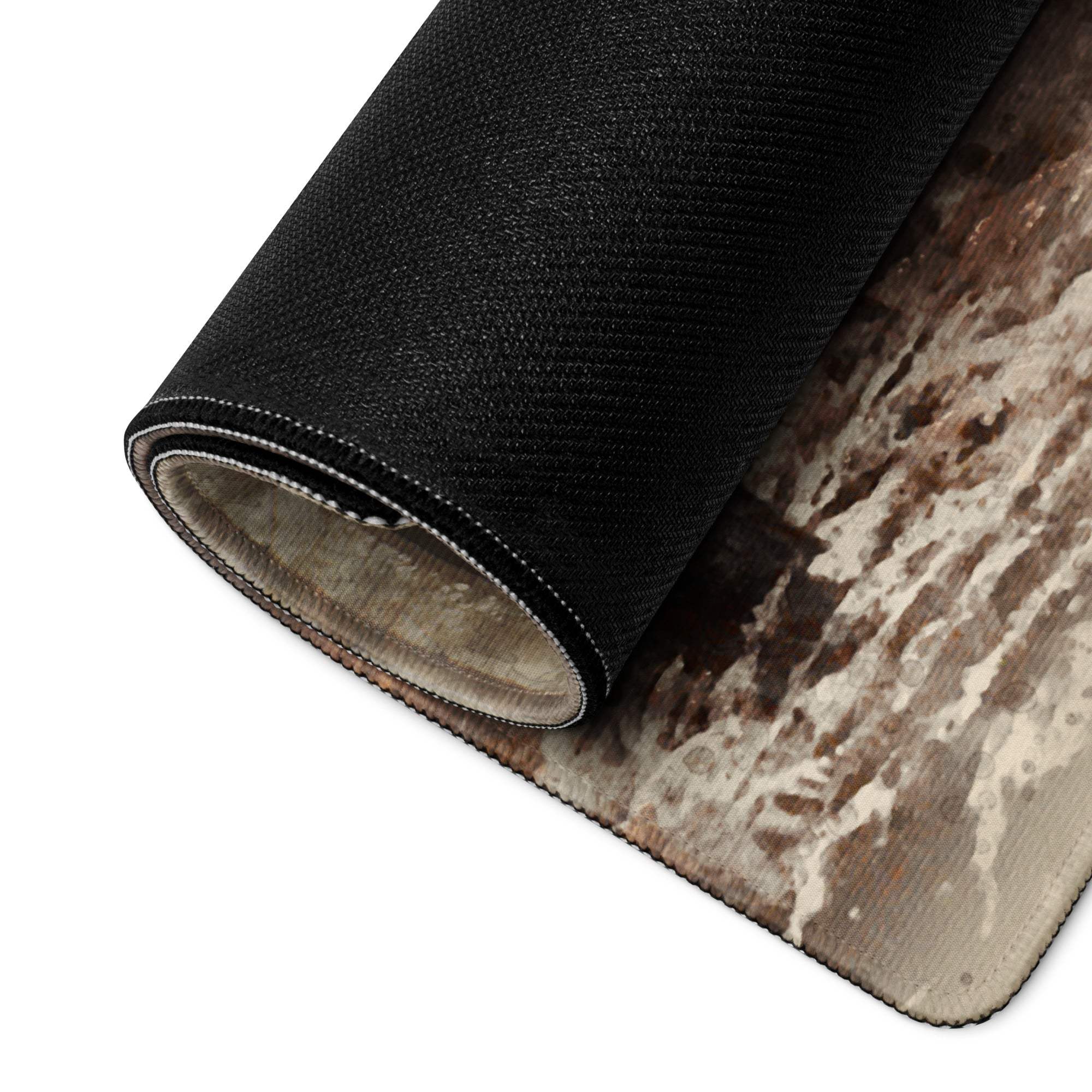 Black textured rug distressed wood grain beige underlay mouse pad back