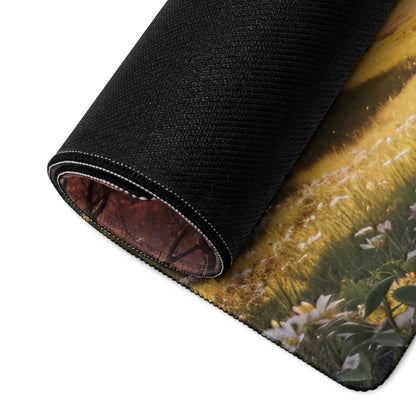 Large Autumn Forest golden fields gaming mouse pad with stitched edge
