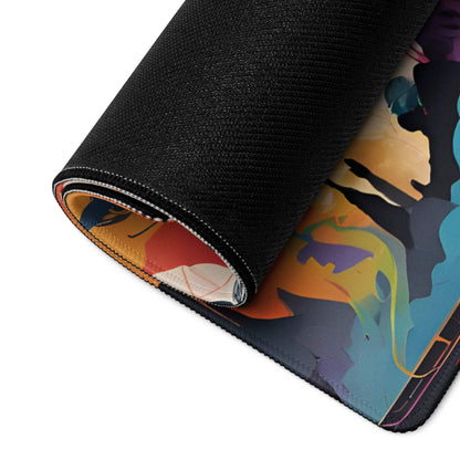 Vibrant abstract fantasy woman portrait gaming mouse pad rolled up
