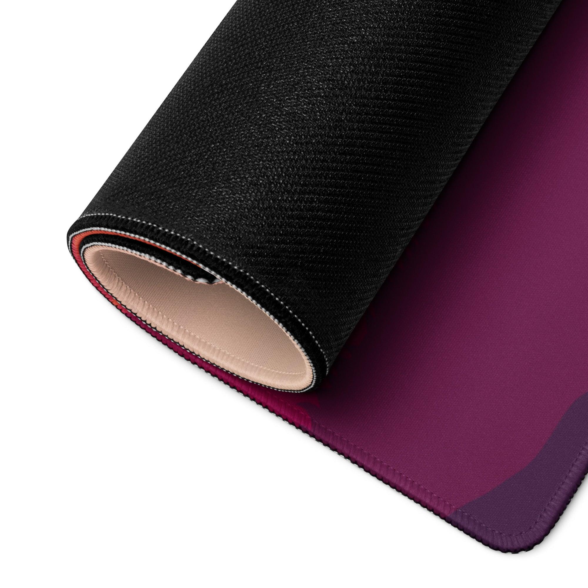 Sunset Mountain black-purple gradient gaming mouse pad, stitched edges, non-slip backing