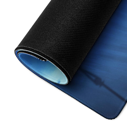 Epic Fantasy Blue Dragon Nightfall gaming mouse pad back with black blue textured gradient surface