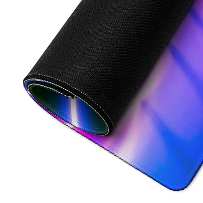 Sleek black Neon Geometric Tunnel RGB gaming mousepad with purple-blue iridescent gradient