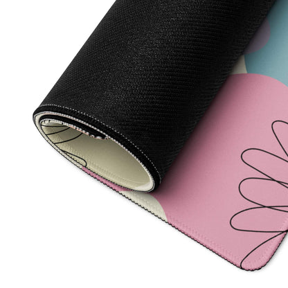 Pink black minimalist floral gaming mouse pad textured fabric surface