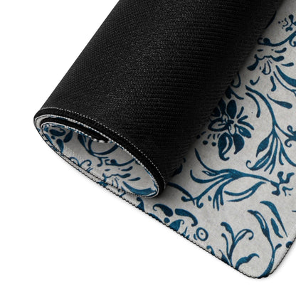 Rolled black blue floral gaming mouse pad large non-slip stitched edge