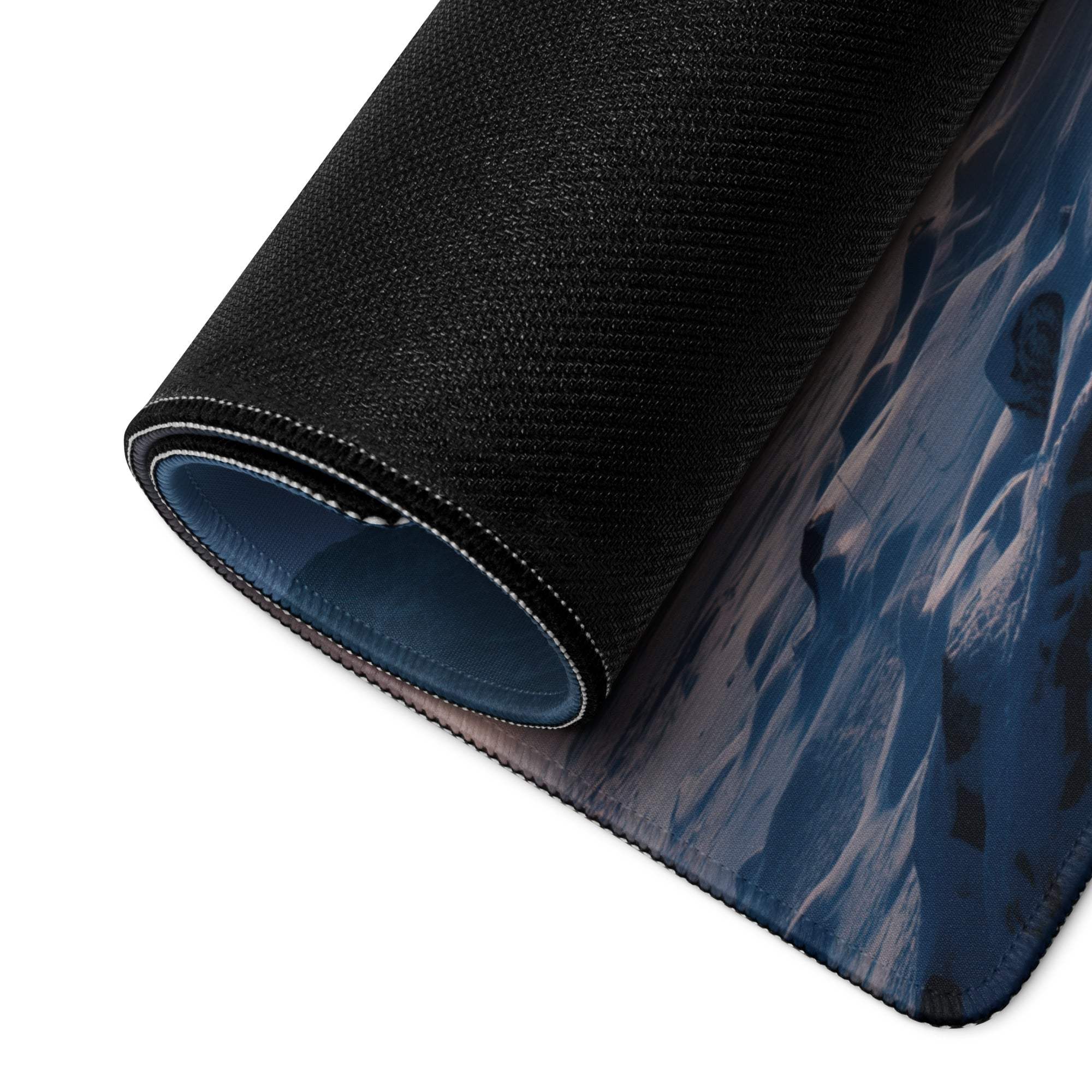 Premium Mountain Sunrise blue glacier gaming mousepad with stitched edges