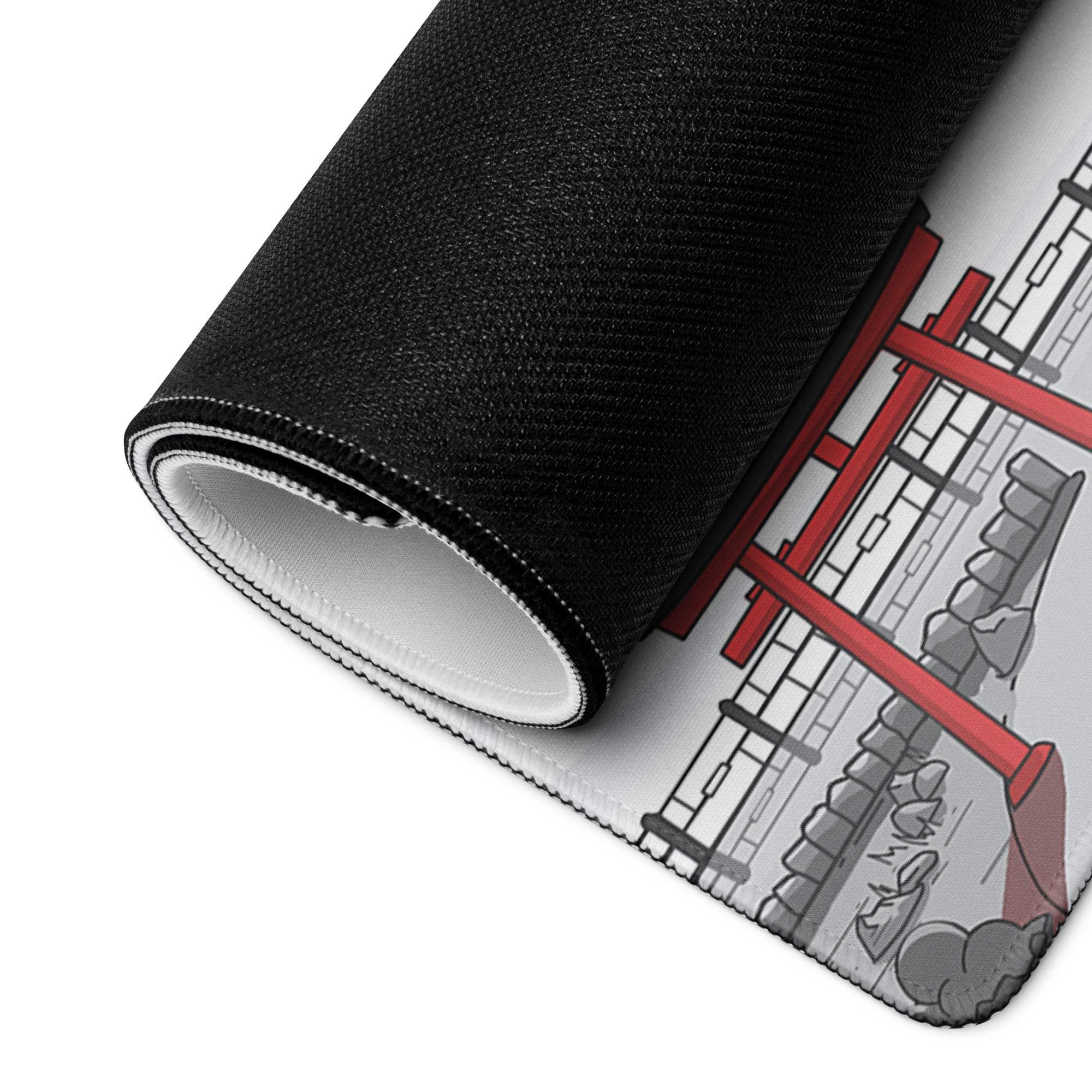 Rolled-up Japanese Zen red torii gate black and white gaming mouse pad