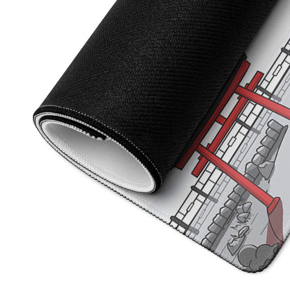Rolled-up Japanese Zen red torii gate black and white gaming mouse pad