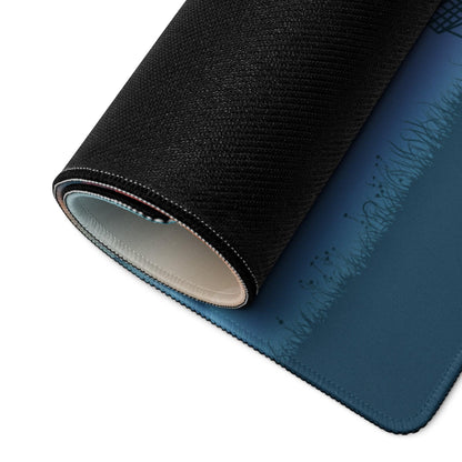 Black and blue gradient gaming mousepad with textured stitched edges