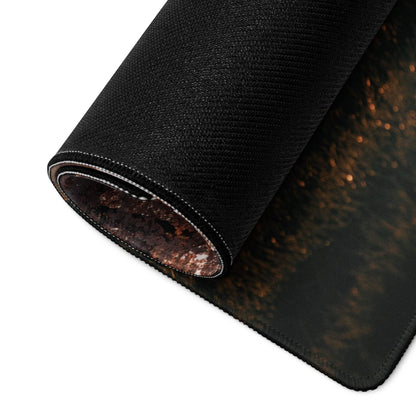 Black cosmic textured gaming mousepad with orange brown speckles