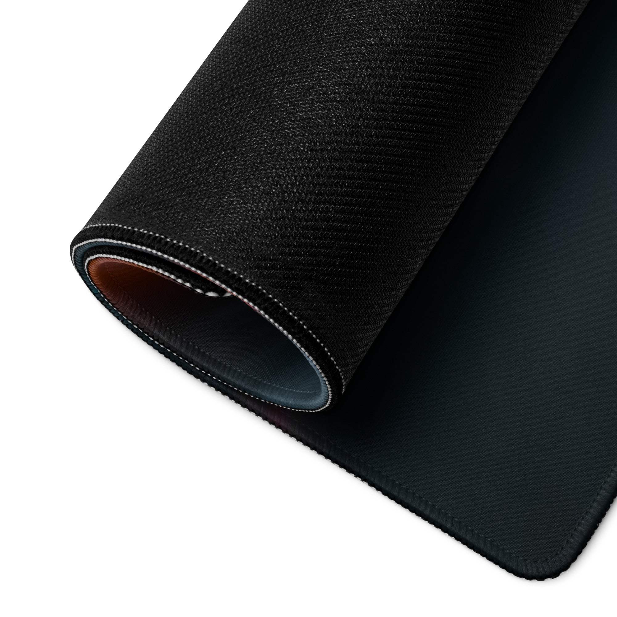 Black textured Cyberpunk neon car race gaming mousepad with stitched edges