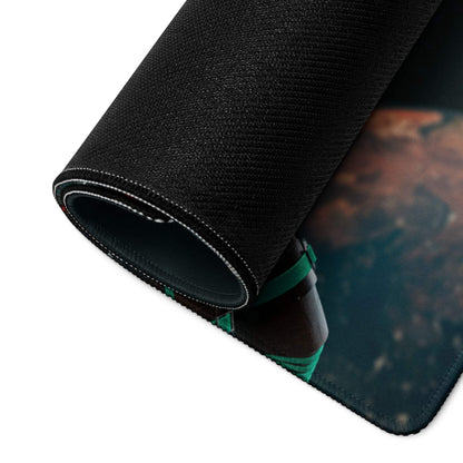 Space Astronaut Adventure large gaming mouse pad with green armored character