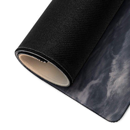 Black textured mousepad with dramatic cloudy sky and arctic snow design