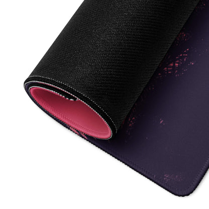 Palm Sunset Pink large gaming mouse pad with black pink textured splatter design