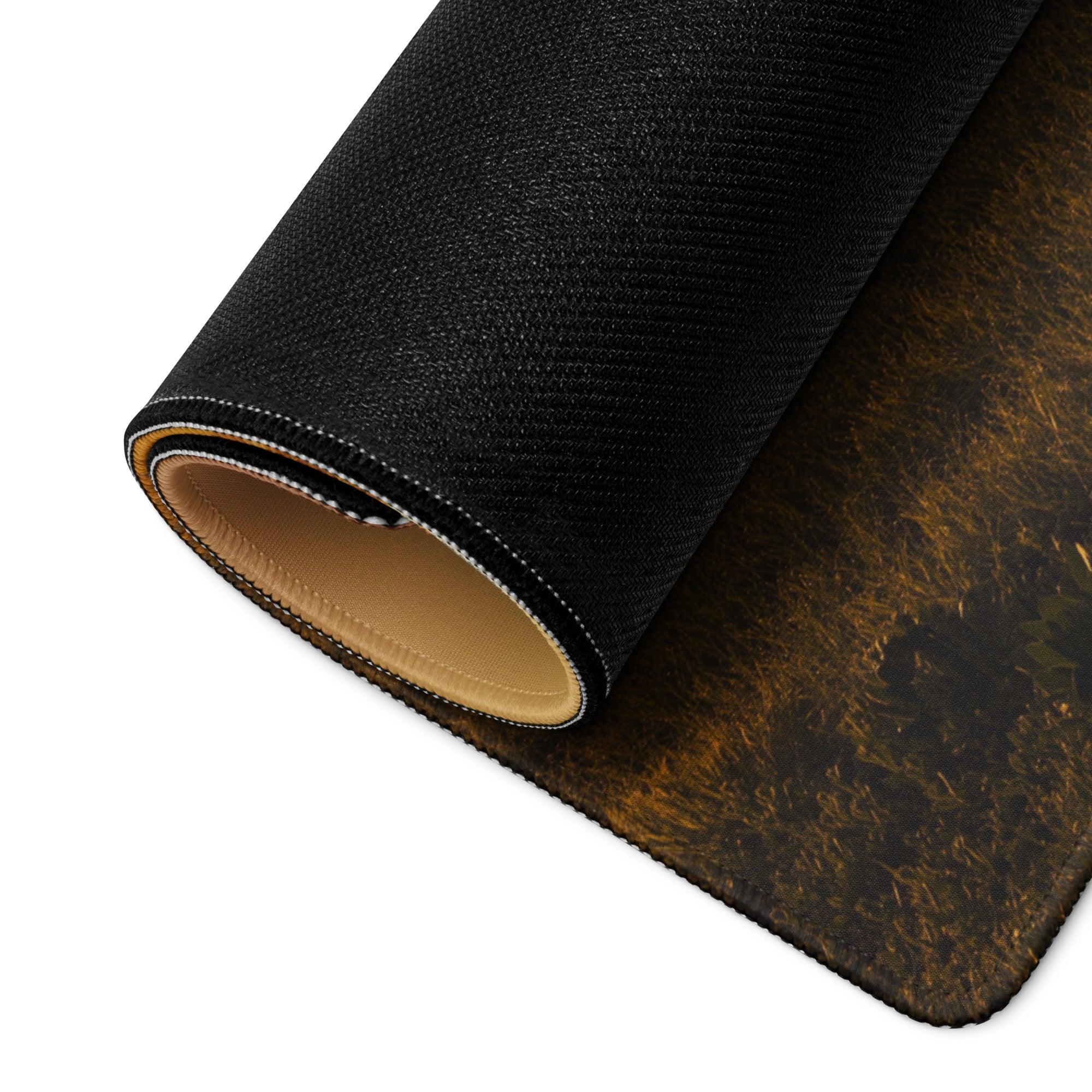 Black textured back of Golden Hour Sunset grassy gaming mouse pad