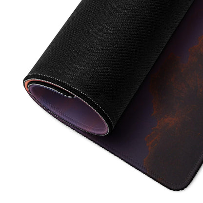 Black textured Sunset Mountain Range gaming mouse pad with purple-orange gradient