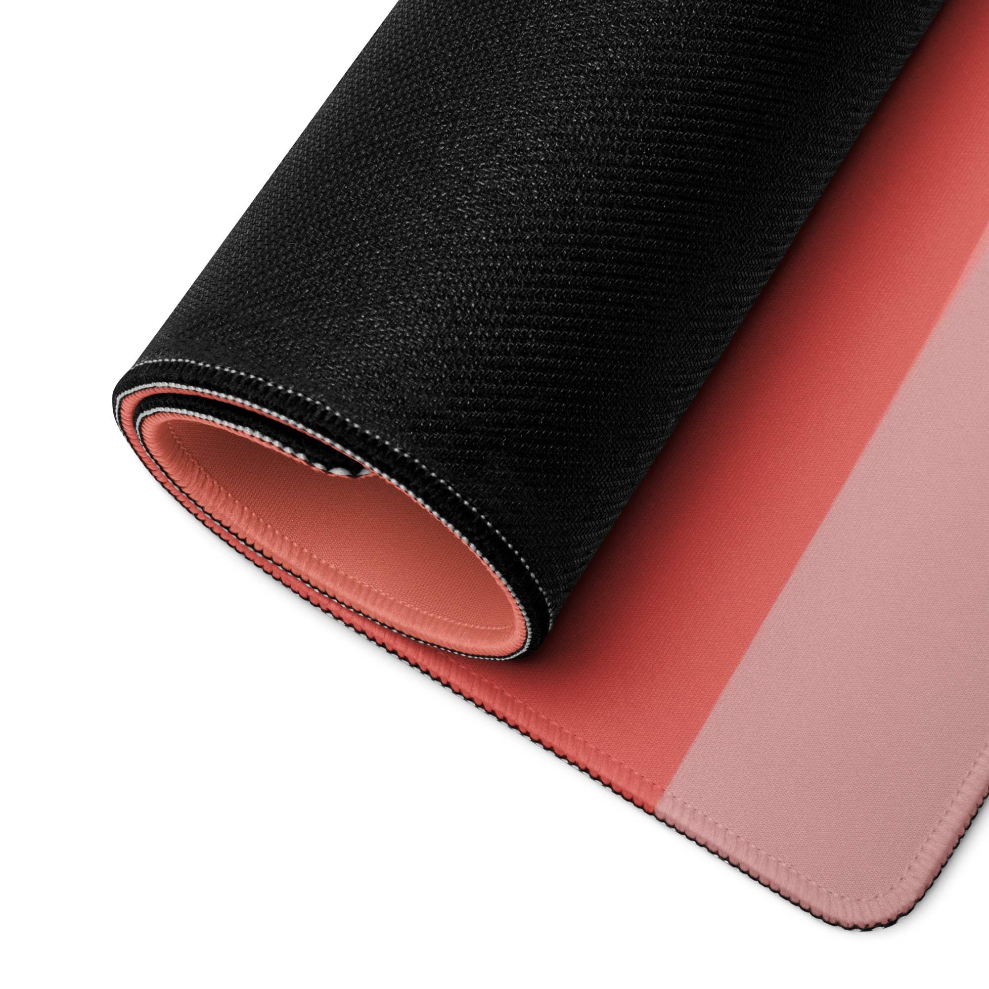 Black coral gradient minimalist sunset tree gaming mousepad stitched edges