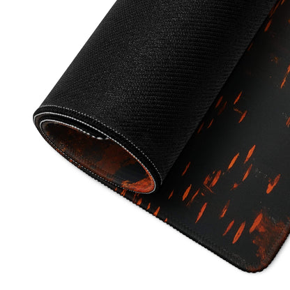 Back of Autumn Forest River gaming mouse pad with orange flame patterns
