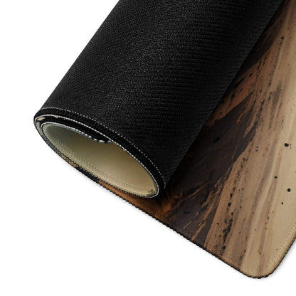 Black textured wood grain mousepad with beige underside, classic landscape style
