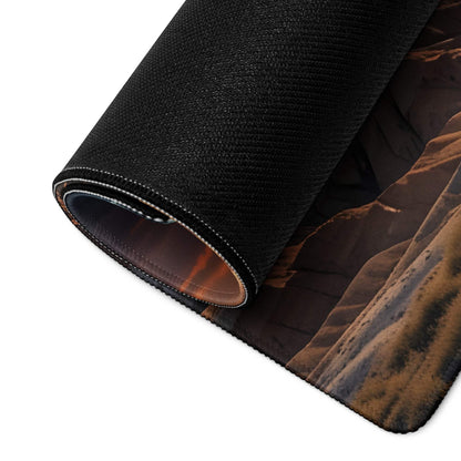 Desert canyon textured gaming mousepad with rolled edge stitching