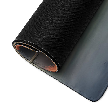 Black textured mousepad back with blue gradient underside and stitched edges