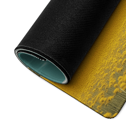 Black and yellow field mousepad with dreamy landscape, white house, red tree