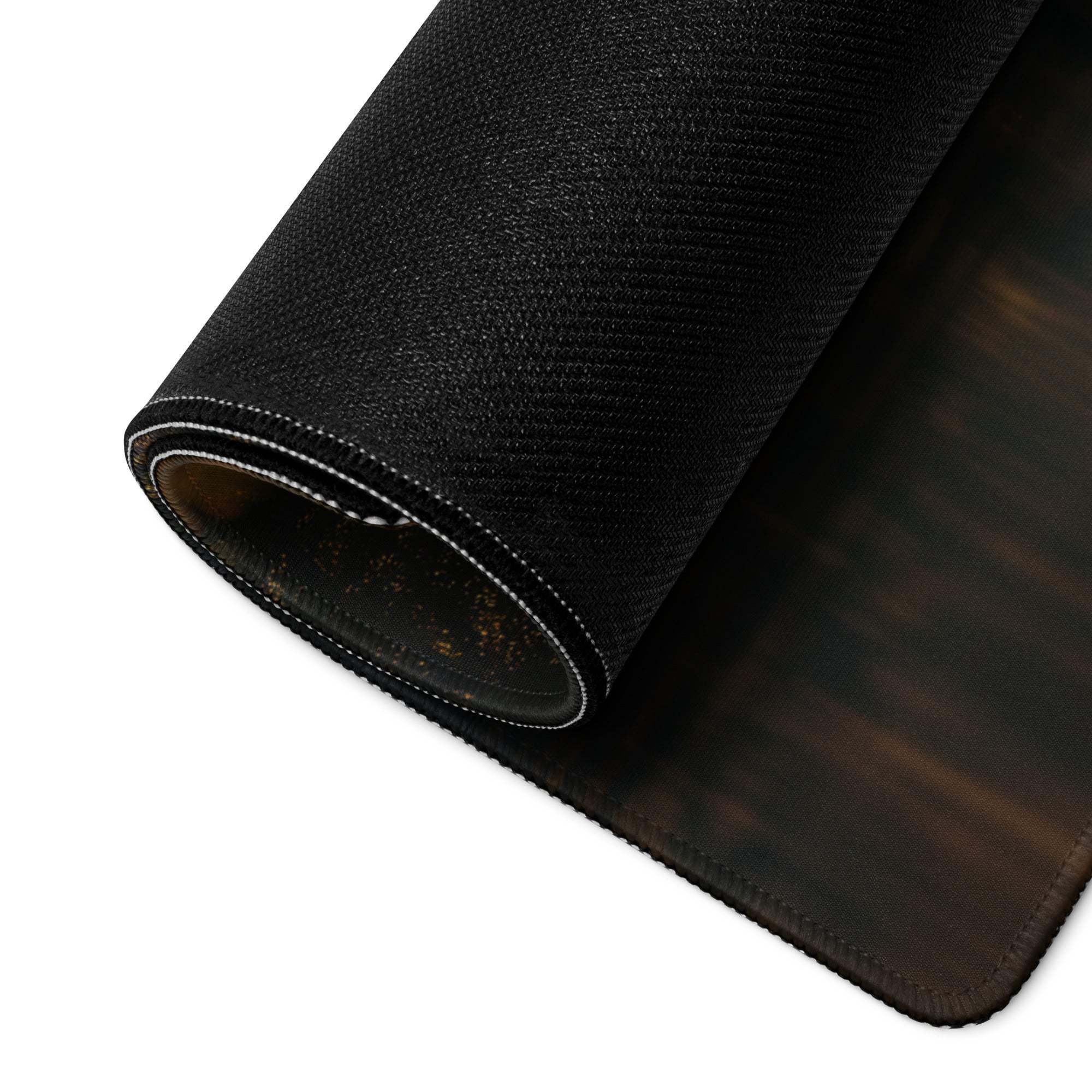 Black textured wood grain gaming mousepad with reinforced edges