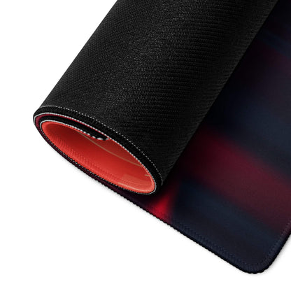 Cyberpunk neon city gradient gaming mouse pad with black texture red lining blue purple fade