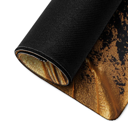Black and gold premium gaming mousepad with rolled edge stitching