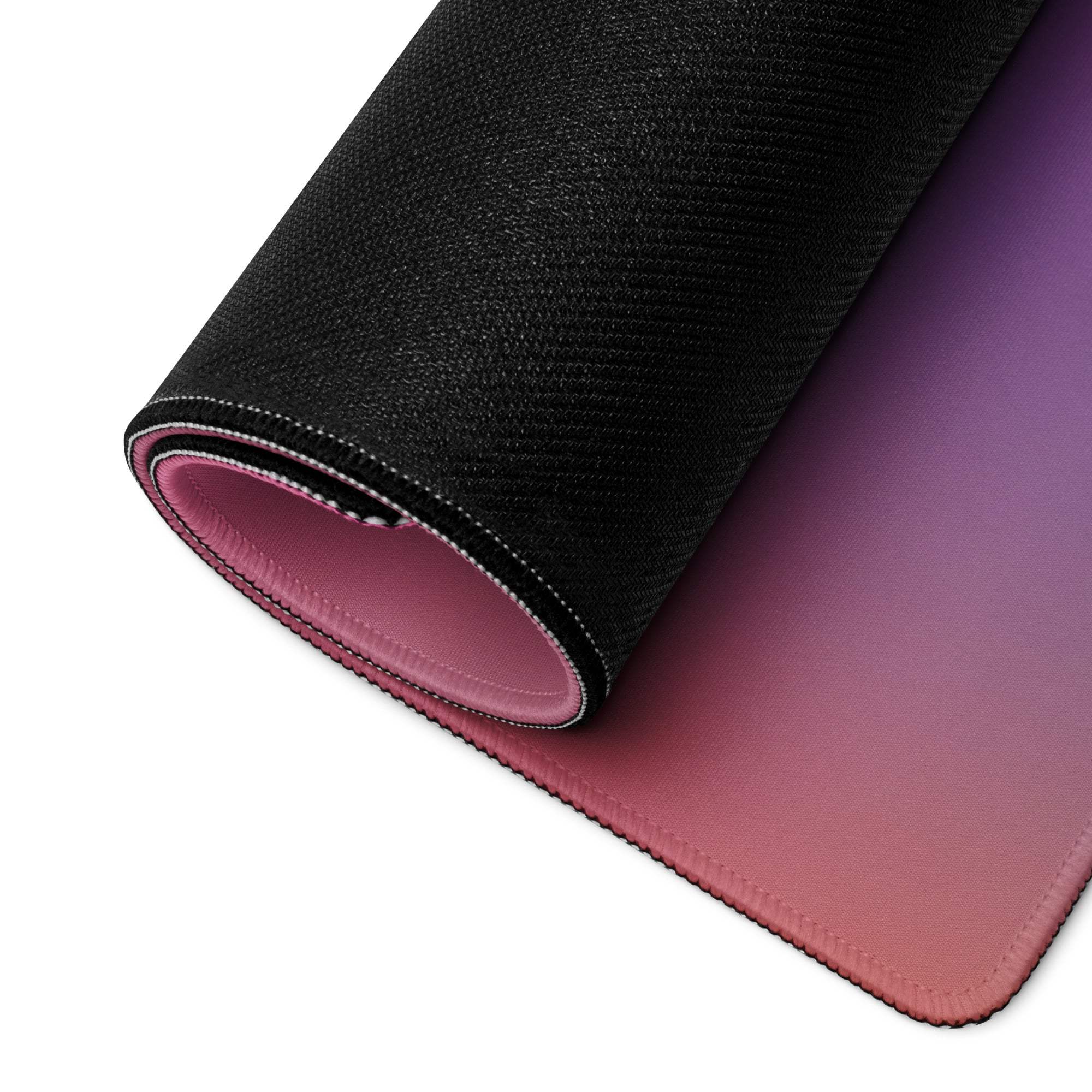 Premium large gradient sunset glow gaming mouse pad with stitched edges