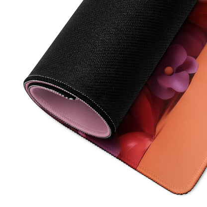 Rolled-up Elegant Floral Gradient gaming mouse pad with pink lining