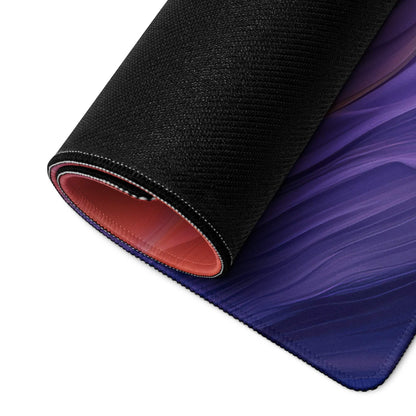 Black purple gradient gaming mousepad with red lining stitched edges non-slip base