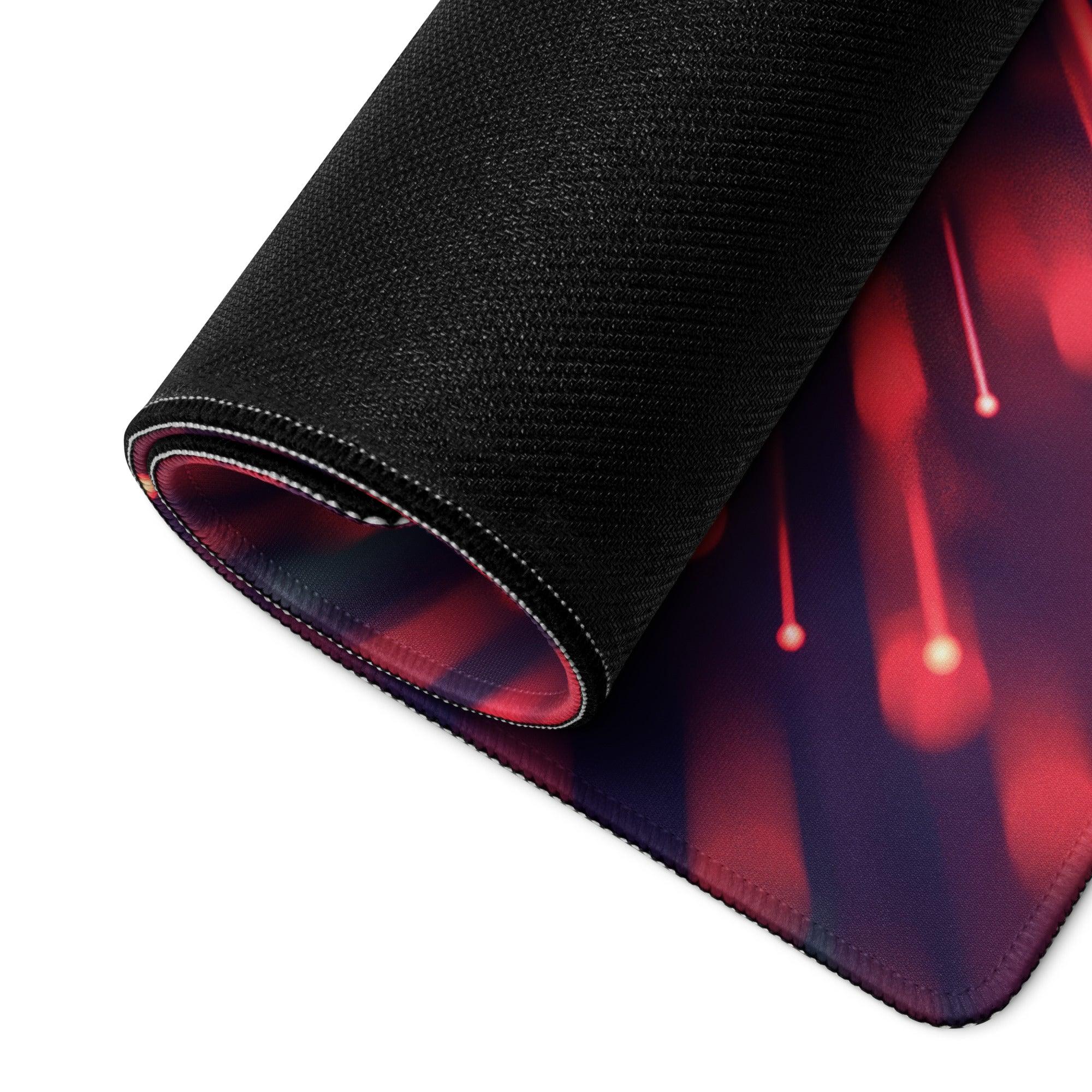 Black Cosmic Burst gaming mousepad with red purple neon design