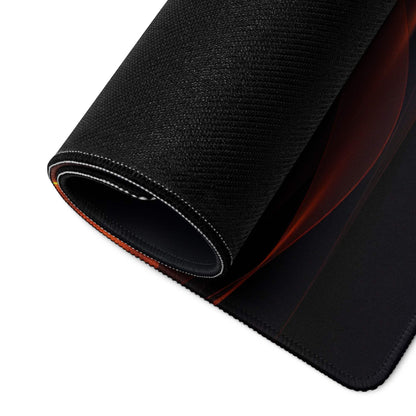 Black textured gaming mousepad with red orange edge gradient and non-slip base