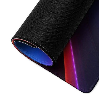 Black textured Futuristic Neon Horizon mousepad with vibrant RGB edge lighting
