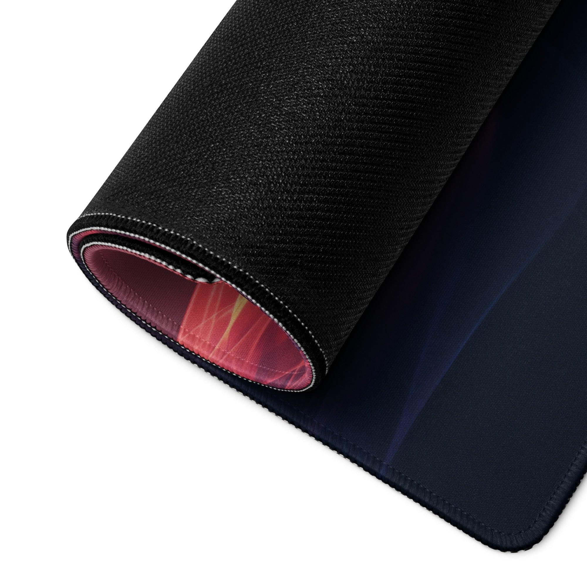 Back of premium large Nebula pink purple wave non-slip gaming mousepad with black textured underside gradient