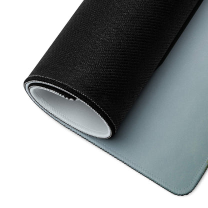Black textured mousepad back with light gray underside and stitched edges