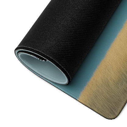 Rolled Calm Coastal Scene large gaming mouse pad with teal beige gradient edge