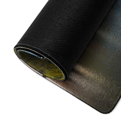 Black textured Blue Mountain Lake gaming mousepad with gradient and stitched edges