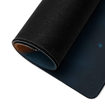 Black textured cosmic mousepad with stitched edges, non-slip base