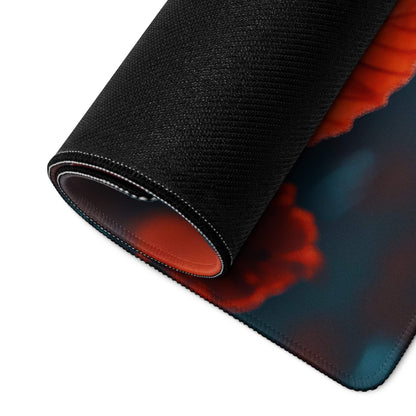 Black textured gaming mousepad with red blue abstract design