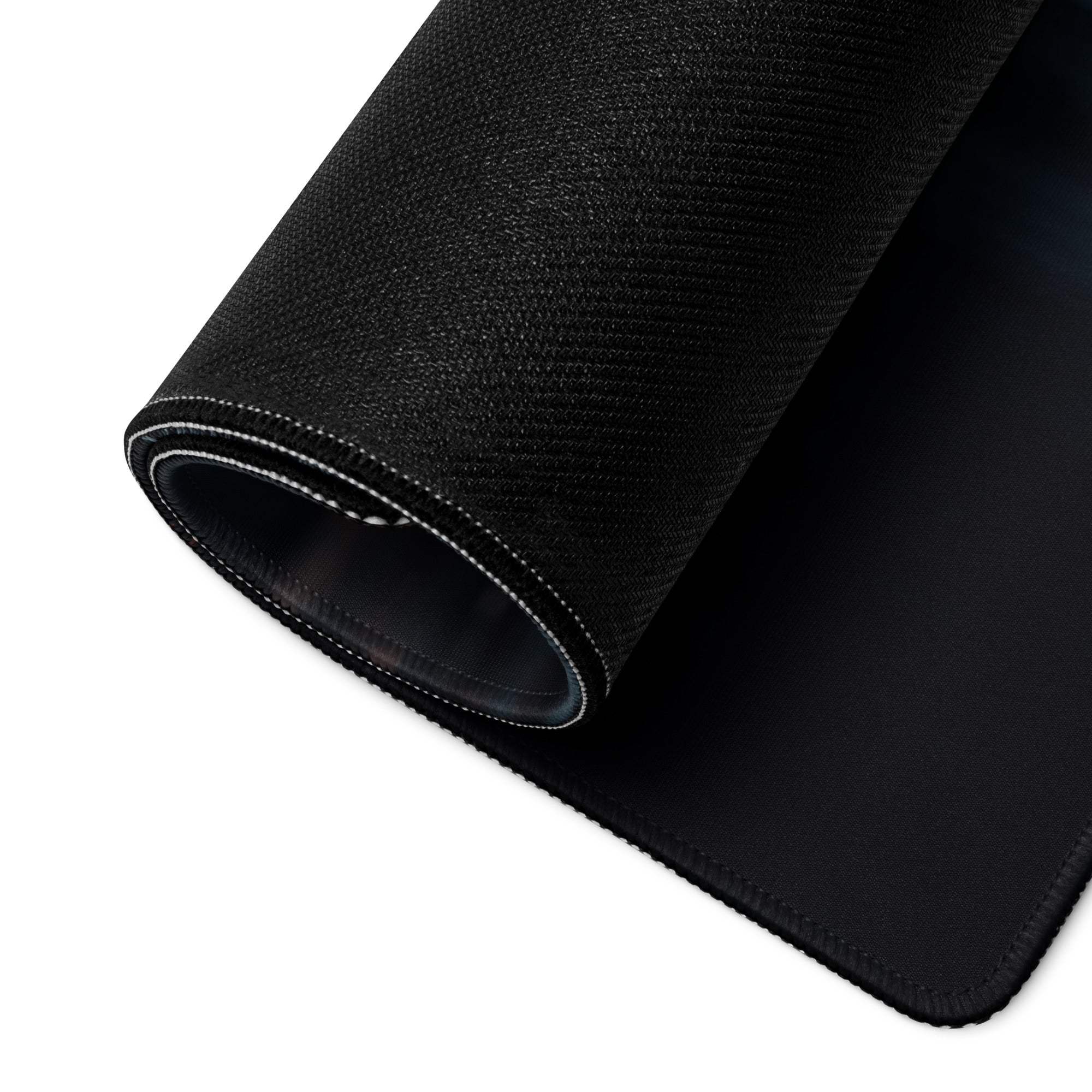 Black textured Moody Urban Night large edge stitch gaming mousepad
