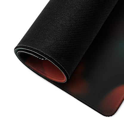 Autumn Leaves Dark Mood large gaming mouse pad with black texture, red gradient, stitched edges
