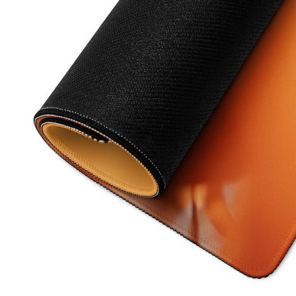 Autumn Orange Aura large gaming mouse pad with black orange texture non-slip backing