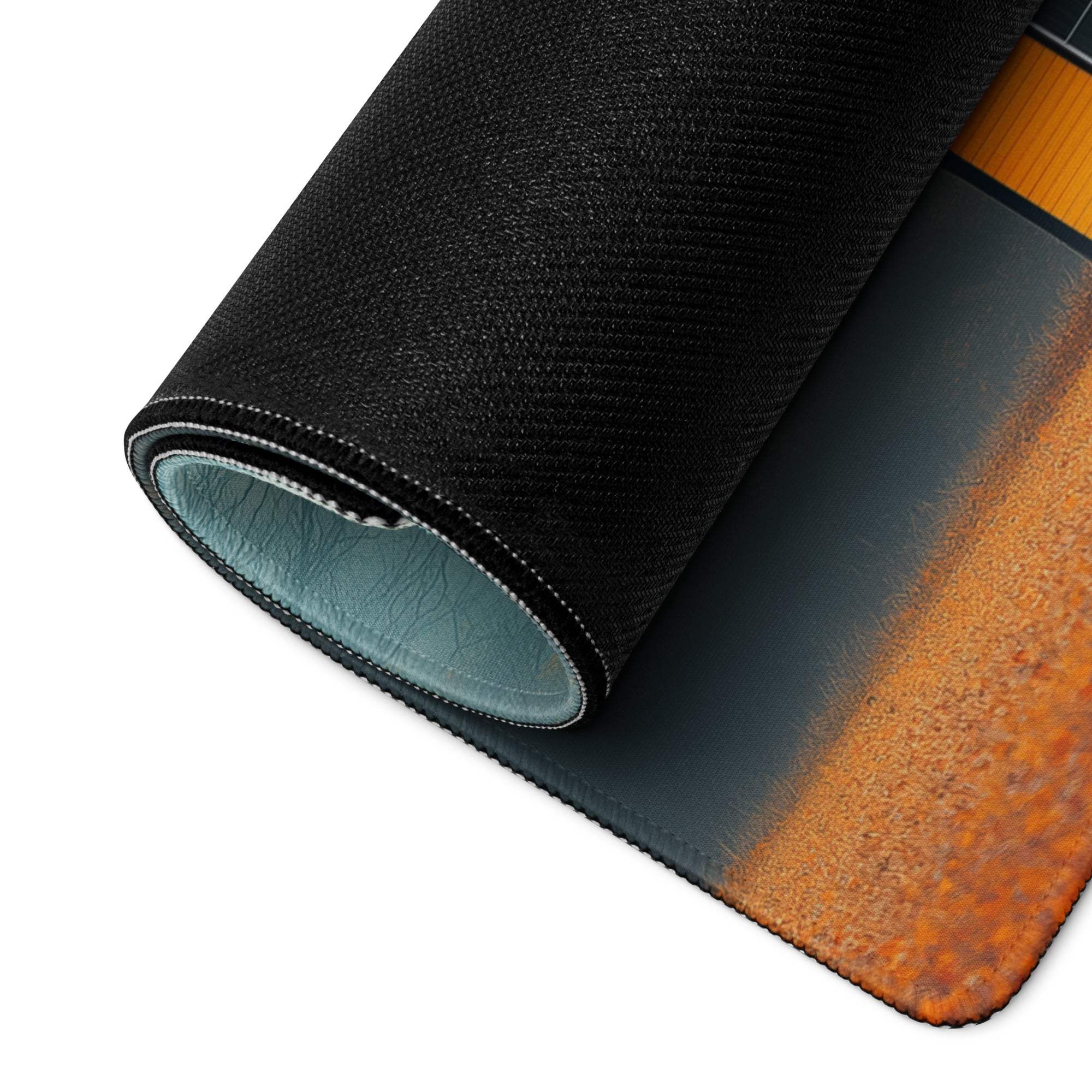 Autumn Calm Landscape Orange House Tree black textured gradient mousepad