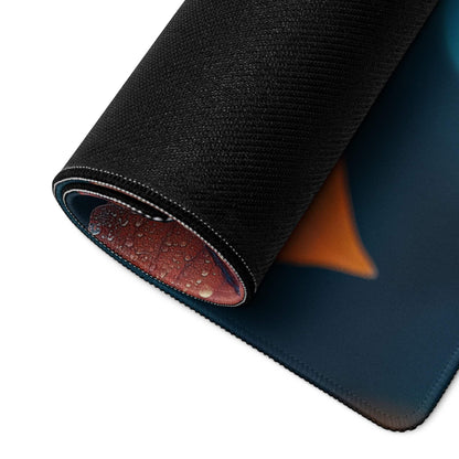 Black textured Autumn Leaves gaming mousepad with rolled orange-red edge