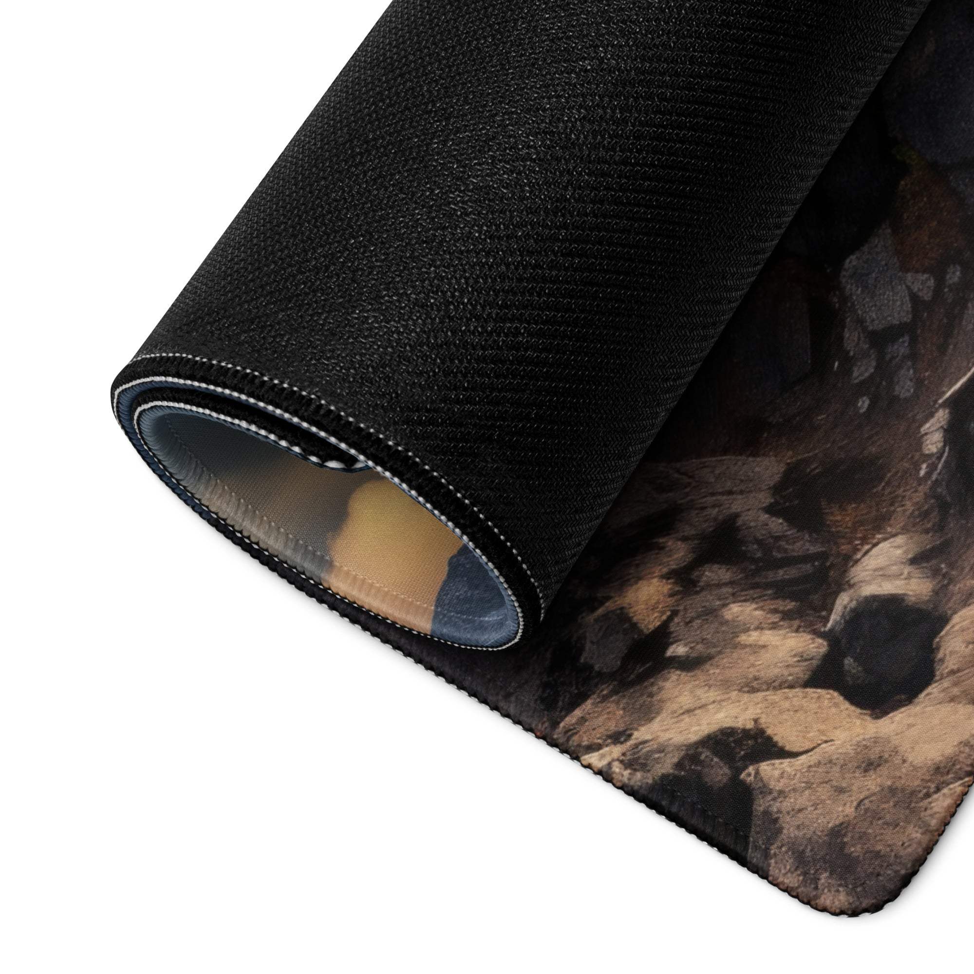 Black textured Epic Mountain Landscape gaming mouse pad with rocky terrain