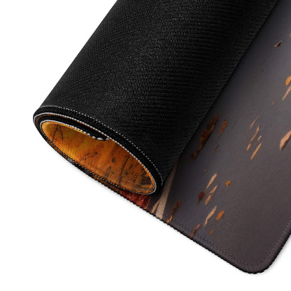 Black textured vintage map mousepad in warm orange gold autumn forest design