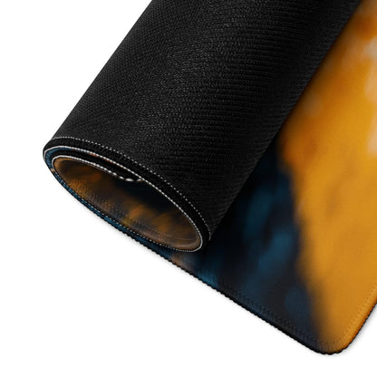 Autumn Road large gaming mousepad with black textured blue-to-orange gradient