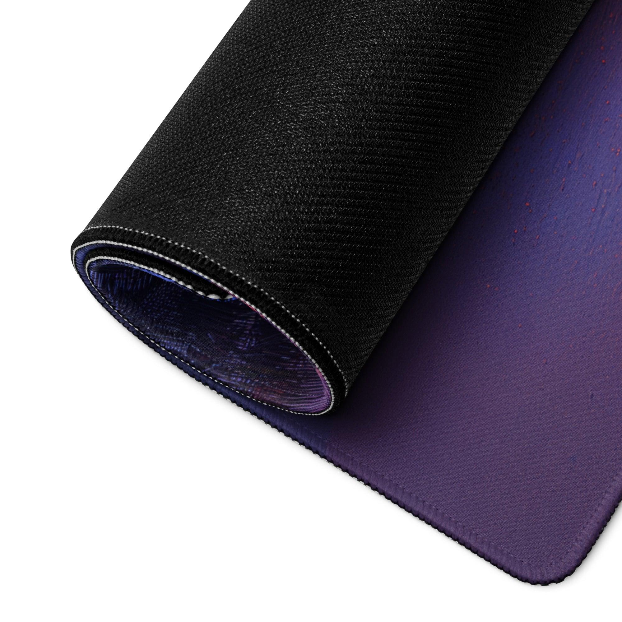 Black textured mousepad with purple gradient and non-slip backing